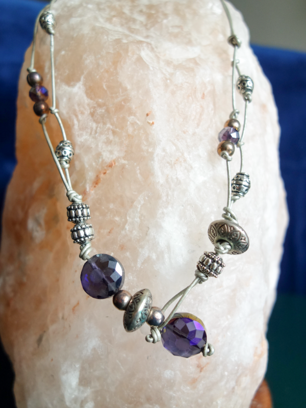 A Handmade Purple Crystal Beaded Necklace