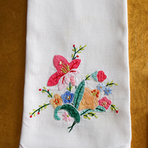 Vintage Applique & Embroidered Linen Tea Towels